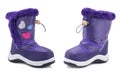 Pair of purple toddler girl autumn fall winter textile demi season boot