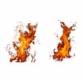 Pair of Realistic Burning Fire Flames Royalty Free Stock Photo