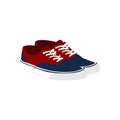 Pair of Red Blue Casual Sneaker Shoes Fashion Style Item Illustration