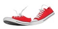 Pair of red classic old school sneakers on white background Royalty Free Stock Photo