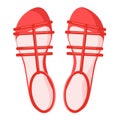 Pair of Red Female Sandals Isolated Illustration