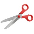 Pair of Red- Handled Scissors with Silver Blades Open on a White Background Royalty Free Stock Photo