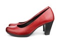 Pair of red high heel leather women shoes Royalty Free Stock Photo