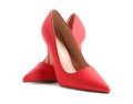 Pair of red high-heeled shoes isolated on white Royalty Free Stock Photo