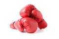 Pair of red leather boxing gloves isolated on white Royalty Free Stock Photo