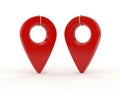 Pair of red location pins Royalty Free Stock Photo
