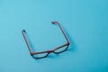 pair of red plastic-rimmed eyeglasses Royalty Free Stock Photo