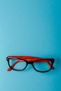 pair of red plastic-rimmed eyeglasses Royalty Free Stock Photo