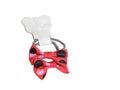 A pair of red polka dot ribbon hair ties isolated Royalty Free Stock Photo