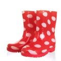 Pair of red rain boots Royalty Free Stock Photo