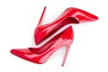 A pair of red shoes on a white background