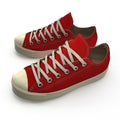 Pair of Red sport shoes on white. 3D illustration Royalty Free Stock Photo