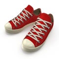 Pair of Red sport shoes on white. 3D illustration Royalty Free Stock Photo