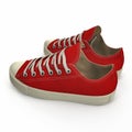 Pair of Red sport shoes on white. 3D illustration Royalty Free Stock Photo