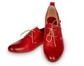 Pair of red woman shoes isolated. Royalty Free Stock Photo