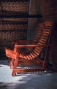 Pair of rocking chairs on cabana porch in the tropics morning close-up side view Royalty Free Stock Photo