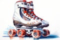 Pair of roller skates illustration on white background. Royalty Free Stock Photo