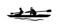 Pair rowing silhouette. Kayaking simple isolated icon