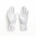 Innovative White Gloves With Ruffle Fingers On White Surface Royalty Free Stock Photo