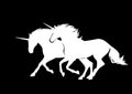 Pair of running unicorn horses vector design