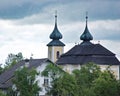 Copper domes of ancient Eurpean church Royalty Free Stock Photo