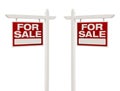 Pair of For Sale Real Estate Signs With Clipping Path Royalty Free Stock Photo