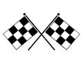 A pair of same similar identical formula one race flags arranged crossing each other