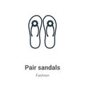 Pair sandals outline vector icon. Thin line black pair sandals icon, flat vector simple element illustration from editable fashion Royalty Free Stock Photo