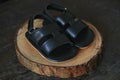 a pair of sandals with the theme of a unique traditional style from Indonesian Java