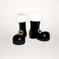 A pair of Santa Claus Christmas black high boots . Realistic vector illustration icon isolated on white background Royalty Free Stock Photo