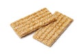 Pair of sesame snaps on white background close up Royalty Free Stock Photo