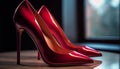 A pair of shiny black stiletto heels exude elegance generated by AI