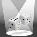 Pair of Shiny Dice Roll a Lucky 7 in Spotlight Royalty Free Stock Photo