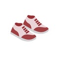 A pair of shoes in red and white, flat design vector illustration Royalty Free Stock Photo