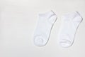 A pair of short socks on a white background with copy space