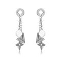 Pair of silver diamond earrings isolated on white