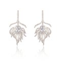 Pair of silver diamond earrings isolated on white