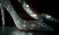 A pair of silver high heels with glitter on them Royalty Free Stock Photo