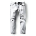 Pair of silver jeans isolated on white background with clipping path