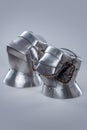 Pair of Silver Steel Gauntlets with Leather Interior. Royalty Free Stock Photo