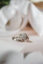 Pair of silver wedding rings Royalty Free Stock Photo