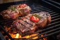 pair skewering lamb chops for a backyard bbq