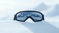 A pair of ski goggles displayed on a clean, snow-white background with Royalty Free Stock Photo