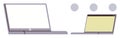Open laptop with blank screen and smaller device showcasing minimalist design and digital communication Royalty Free Stock Photo