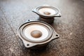 Pair of small speakers for retrofitting car audio Royalty Free Stock Photo