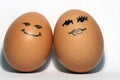 Smiley eggs couple Royalty Free Stock Photo