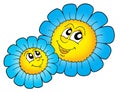 Pair of smiling blue flowers