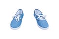 Pair sneakers, blue color isolated background Royalty Free Stock Photo