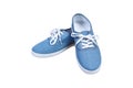 Pair sneakers, blue color isolated background