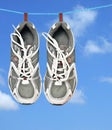 Pair of sneakers on line Royalty Free Stock Photo